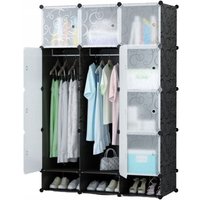 Großer modularer Kleiderschrank, Regal, Garderobe, 12x, schwarzer Klappschrank, geräumig, XXL Großer modularer Kleiderschrank, Regal, Garderobe, 12x, schwarzer Klappschrank, geräumig, XXL von MUVU