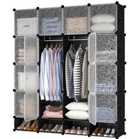 Großer modularer Kleiderschrank, Regal, Kleiderstange, XXL, schwarz, hoch, geräumig von MUVU