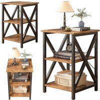 Industrieller quadratischer Couchtisch aus Holz mit Retro-Ablage, Loft-Schrank Industrieller quadratischer Couchtisch aus Holz mit Retro-Ablage, Loft-Schrank von MUVU