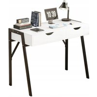 Moderner Schreibtisch mit Schubladen, Loft, weiß, auf schwarzen Beinen, Premium, 80 cm von MUVU