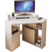 Moderner dreieckiger Computertisch mit Regalen, weiß, 80 x 75 cm Moderner dreieckiger Computertisch mit Regalen, weiß, 80 x 75 cm von MUVU