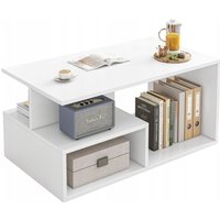 Moderner weißer Couchtisch mit Ablagefläche für Wohnzimmer oder Loft, 90 cm von MUVU