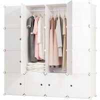 Modularer Kleiderschrank, Garderobe, Schrank, Regal, Regal, weißer Kleiderschrank, faltbar, geräumig, XL von MUVU