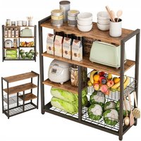 Regal Küchenschrank dunkelbraun industrielles Holz Retro Insel Regal von MUVU