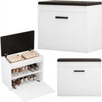 Weißer Schuhschrank mit Sitzfläche und Stauraum für den Flur, 2 Einlegeböden, zu öffnen Weißer Schuhschrank mit Sitzfläche und Stauraum für den Flur, 2 Einlegeböden, zu öffnen von MUVU