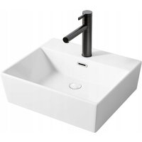 Weißes, rechteckiges, großes Aufsatzwaschbecken aus Keramik, 41 x 36 cm Weißes, rechteckiges, großes Aufsatzwaschbecken aus Keramik, 41 x 36 cm von MUVU