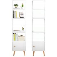 Weißes Standregal für Bücher, hohe Regalböden, skandinavischer Schrank Weißes Standregal für Bücher, hohe Regalböden, skandinavischer Schrank von MUVU