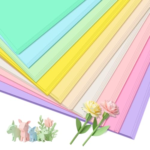 MUWINC Bastelkarton Buntes Papier A4 Set - 50 Blätter Weicher Farbkarton, 10 Farben, für Haus, Schule DIY Handwerk Projekte von MUWINC