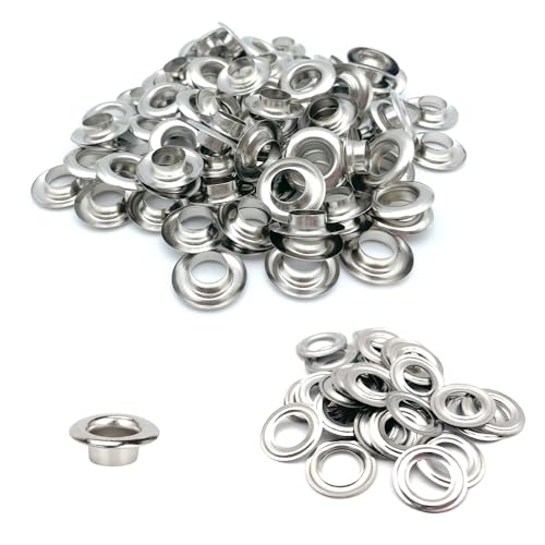 MUWINC ösen Set - 100 Sets Wasserdichte Messing-ösen Outdoor, 10 mm Innendurchmesser, Für Planen, Vorhänge & DIY-Projekte (Silber) von MUWINC