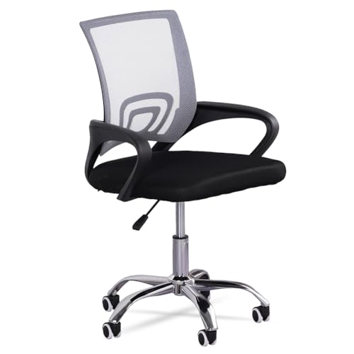 MUWO Director Büro Drehstuhl | ergonomisch & höhenverstellbar | atmungsaktives Mesh-Gewebe | stabile Metallfüße | optimaler Sitzkomfort für langes Arbeiten & Homeoffice (Grau) von MUWO