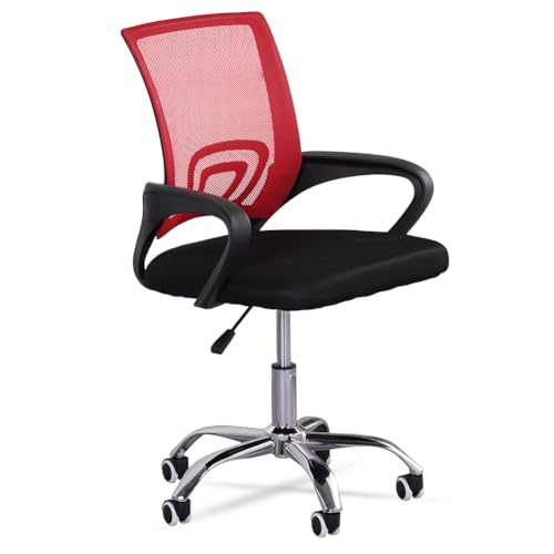 MUWO Director Büro Drehstuhl | ergonomisch & höhenverstellbar | atmungsaktives Mesh-Gewebe | stabile Metallfüße | optimaler Sitzkomfort für langes Arbeiten & Homeoffice (Rot) von MUWO