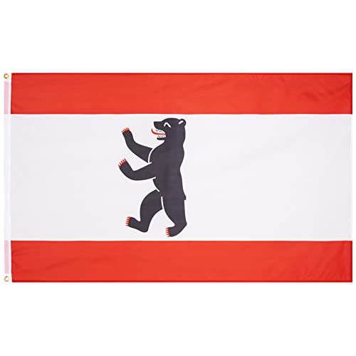 MUWO Flagge 16 deutsche Bundesländer + Mallorca 90 x 150 cm, doppelseitige Gartenflagge, wetterbeständige Fanflagge, Polyester Länderflagge Deutschland, mit Metallösen. (Berlin) von MUWO