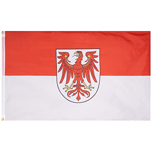 MUWO Flagge 16 deutsche Bundesländer + Mallorca 90 x 150 cm, doppelseitige Gartenflagge, wetterbeständige Fanflagge, Polyester Länderflagge Deutschland, mit Metallösen. (Brandenburg) von MUWO