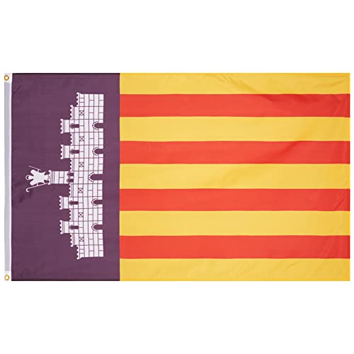 MUWO Flagge 16 deutsche Bundesländer + Mallorca 90 x 150 cm, doppelseitige Gartenflagge, wetterbeständige Fanflagge, Polyester Länderflagge Deutschland, mit Metallösen. (Palma de Mallorca) von MUWO