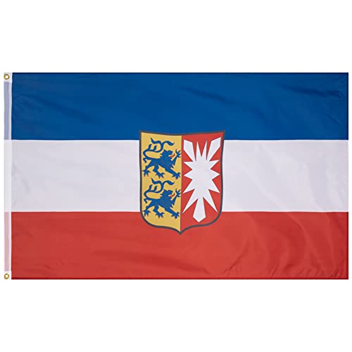 MUWO Flagge 16 deutsche Bundesländer + Mallorca 90 x 150 cm, doppelseitige Gartenflagge, wetterbeständige Fanflagge, Polyester Länderflagge Deutschland, mit Metallösen. (Schleswig-Holstein) von MUWO
