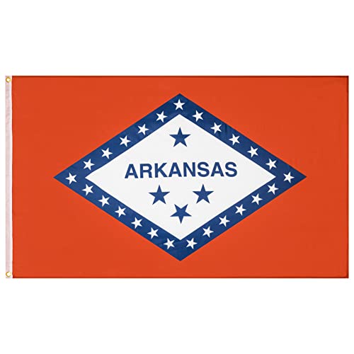 MUWO Flagge America Edition 90 x 150 cm, doppelseitige Gartenflagge, wetterfeste Fanflagge, Fußballflagge Polyester der 50 Vereinigten Staaten, USA-Bundesstaaten mit Ösen (Arkansas) von MUWO