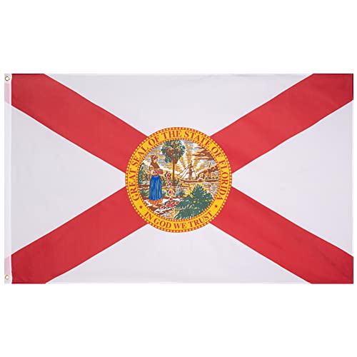 MUWO Flagge America Edition 90 x 150 cm, doppelseitige Gartenflagge, wetterfeste Fanflagge, Fußballflagge Polyester der 50 Vereinigten Staaten, USA-Bundesstaaten mit Ösen (Florida) von MUWO