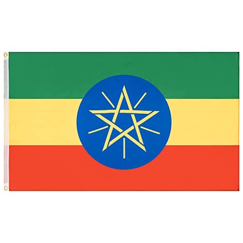 MUWO Flagge Nations Together 90 x 150 cm Nationalmanschaften, doppelseitige Gartenflagge, wetterfeste Fanflagge, Fußballflagge Polyester Länderfagge Deutschland mit Ösen (Äthiopien) von MUWO