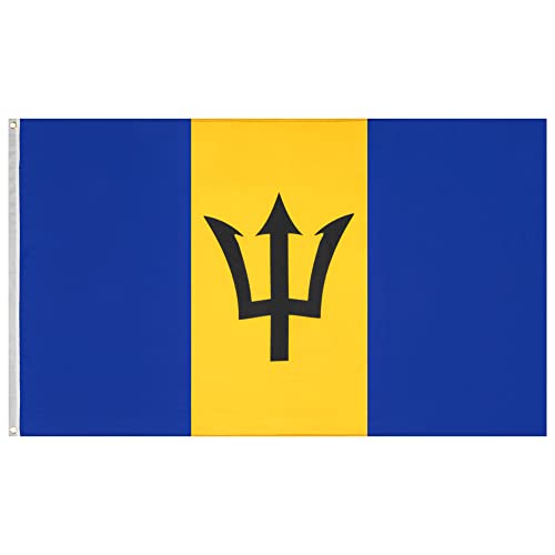 MUWO Flagge Nations Together 90 x 150 cm Nationalmanschaften, doppelseitige Gartenflagge, wetterfeste Fanflagge, Fußballflagge Polyester Länderfagge Deutschland mit Ösen (Barbados) von MUWO