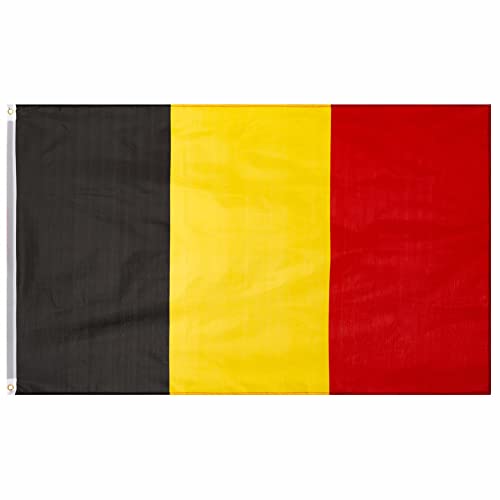 MUWO Flagge Nations Together 90 x 150 cm Nationalmanschaften, doppelseitige Gartenflagge, wetterfeste Fanflagge, Fußballflagge Polyester Länderfagge Deutschland mit Ösen (Belgien) von MUWO