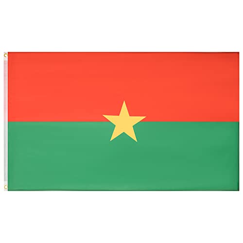 MUWO Flagge Nations Together 90 x 150 cm Nationalmanschaften, doppelseitige Gartenflagge, wetterfeste Fanflagge, Fußballflagge Polyester Länderfagge Deutschland mit Ösen (Burkina Faso) von MUWO