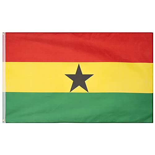 MUWO Flagge Nations Together 90 x 150 cm Nationalmanschaften, doppelseitige Gartenflagge, wetterfeste Fanflagge, Fußballflagge Polyester Länderfagge Deutschland mit Ösen (Ghana) von MUWO