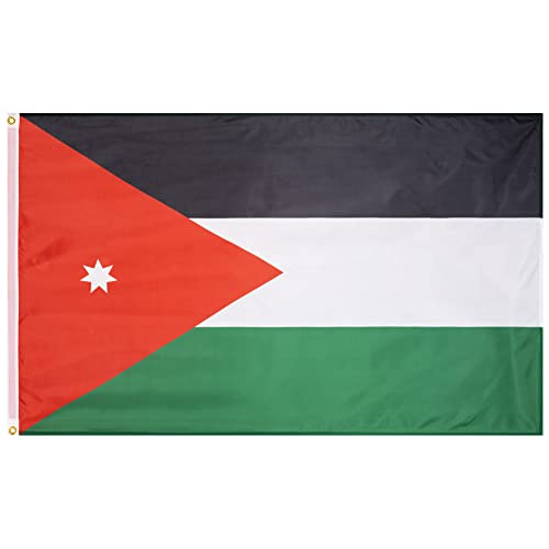 MUWO Flagge Nations Together 90 x 150 cm Nationalmanschaften, doppelseitige Gartenflagge, wetterfeste Fanflagge, Fußballflagge Polyester Länderfagge Deutschland mit Ösen (Jordanien) von MUWO