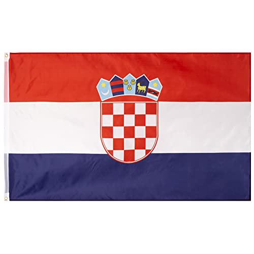MUWO Flagge Nations Together 90 x 150 cm Nationalmanschaften, doppelseitige Gartenflagge, wetterfeste Fanflagge, Fußballflagge Polyester Länderfagge Deutschland mit Ösen (Kroatien) von MUWO