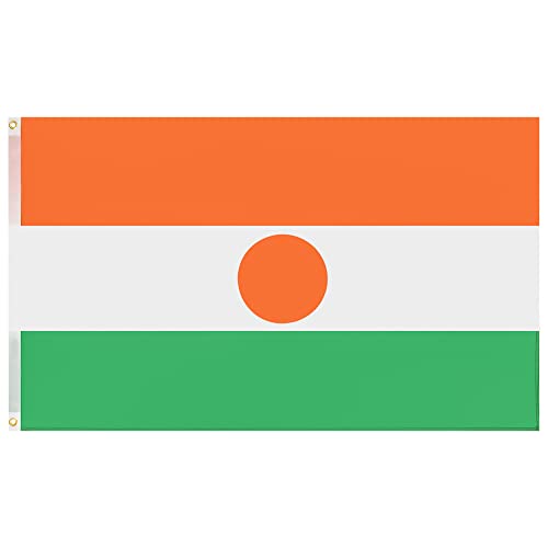 MUWO Flagge Nations Together 90 x 150 cm Nationalmanschaften, doppelseitige Gartenflagge, wetterfeste Fanflagge, Fußballflagge Polyester Länderfagge Deutschland mit Ösen (Niger) von MUWO
