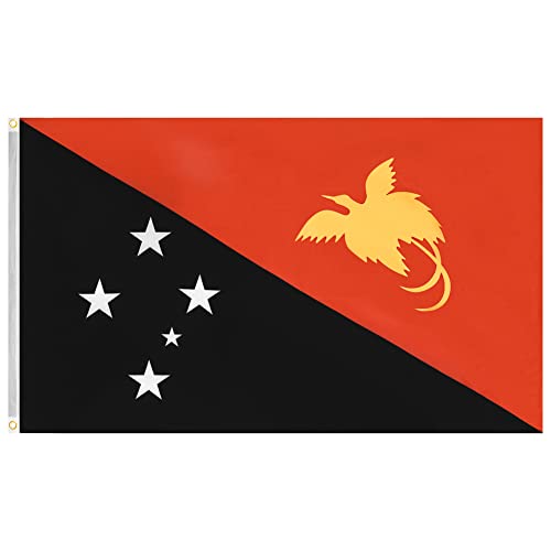 MUWO Flagge Nations Together 90 x 150 cm Nationalmanschaften, doppelseitige Gartenflagge, wetterfeste Fanflagge, Fußballflagge Polyester Länderfagge Deutschland mit Ösen (Papua-Neuguinea) von MUWO