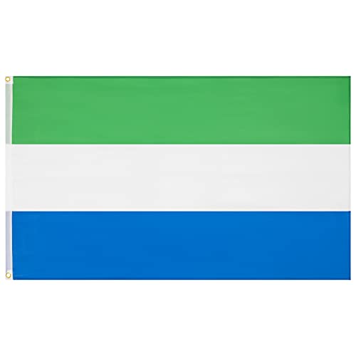MUWO Flagge Nations Together 90 x 150 cm Nationalmanschaften, doppelseitige Gartenflagge, wetterfeste Fanflagge, Fußballflagge Polyester Länderfagge Deutschland mit Ösen (Sierra Leone) von MUWO