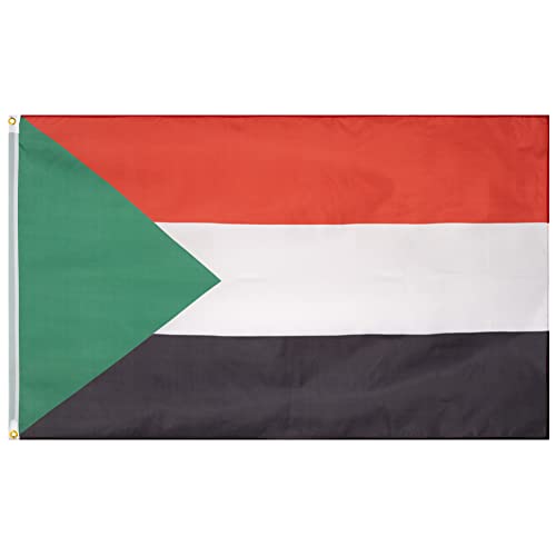 MUWO Flagge Nations Together 90 x 150 cm Nationalmanschaften, doppelseitige Gartenflagge, wetterfeste Fanflagge, Fußballflagge Polyester Länderfagge Deutschland mit Ösen (Sudan) von MUWO