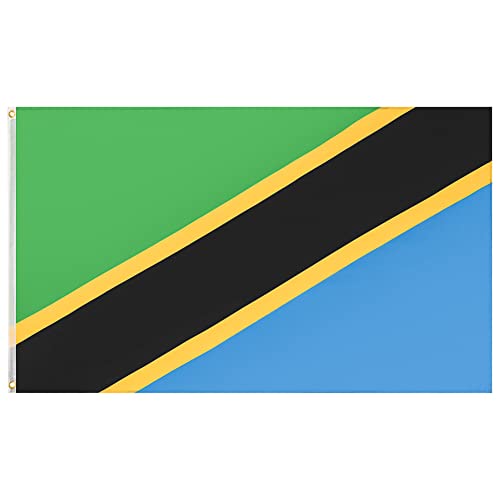 MUWO Flagge Nations Together 90 x 150 cm Nationalmanschaften, doppelseitige Gartenflagge, wetterfeste Fanflagge, Fußballflagge Polyester Länderfagge Deutschland mit Ösen (Tansania) von MUWO
