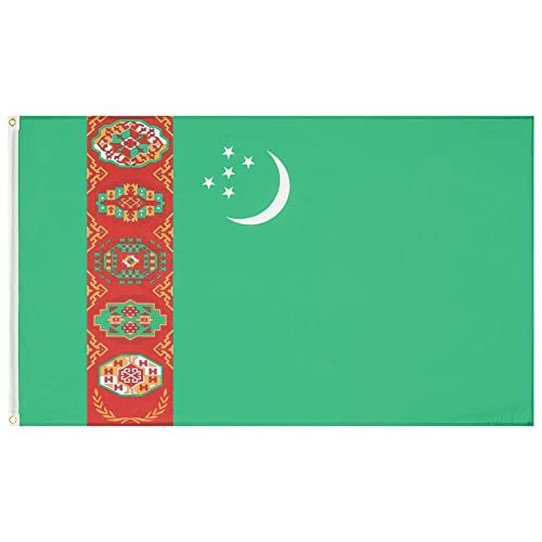 MUWO Flagge Nations Together 90 x 150 cm Nationalmanschaften, doppelseitige Gartenflagge, wetterfeste Fanflagge, Fußballflagge Polyester Länderfagge Deutschland mit Ösen (Turkmenistan) von MUWO