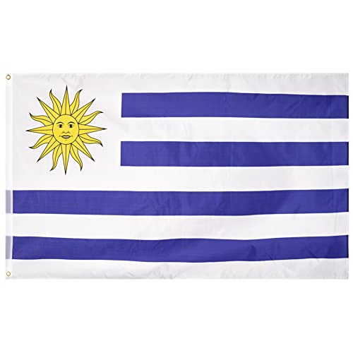 MUWO Flagge Nations Together 90 x 150 cm Nationalmanschaften, doppelseitige Gartenflagge, wetterfeste Fanflagge, Fußballflagge Polyester Länderfagge Deutschland mit Ösen (Uruguay) von MUWO