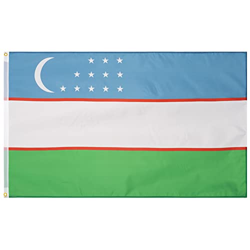 MUWO Flagge Nations Together 90 x 150 cm Nationalmanschaften, doppelseitige Gartenflagge, wetterfeste Fanflagge, Fußballflagge Polyester Länderfagge Deutschland mit Ösen (Usbekistan) von MUWO