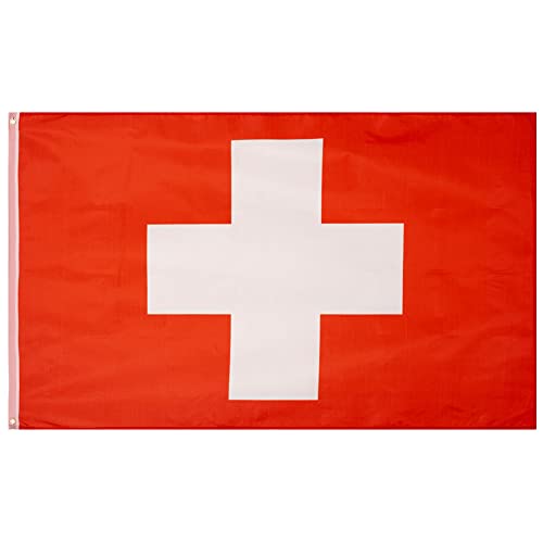 MUWO Flagge Nations Together 90 x 150 cm Nationalmanschaften, doppelseitige Gartenflagge, wetterfeste Fanflagge, Fußballflagge Polyester Länderfagge Deutschland mit Ösen (Schweiz) von MUWO