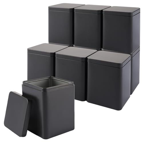 MUXHEL 10 Stück klassische Teedosen für losen Tee, aromadicht aus Metall für je 90g Earl Grey, tee aufbewahrung losen tee - 8 x 8 x 11cm auch ideal als Mehl-, Reis- oder Keksdose von MUXHEL