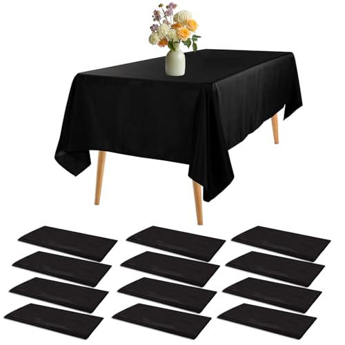 MUXHEL 12er-Set Einweg Tischdecke Schwarz, 137 x 274 cm Kunststoff Tischdecken Rechteckig, Schwarze Tischdecke, wasserdichte Tischdecken, für Party von MUXHEL