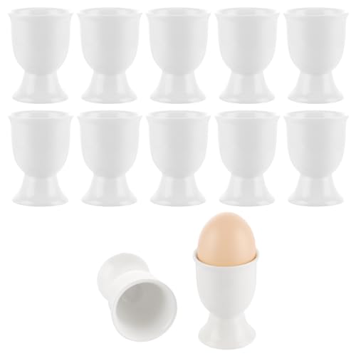 MUXHEL 12er-Set Porzellan Eierbecher, 5 x 5 x 7cm EierStänder, Eierhalter Weiß, Weiss Porzellan Eierständer, Frühstück Eierhalter für den Frühstückstisch, Ostergeschenke von MUXHEL