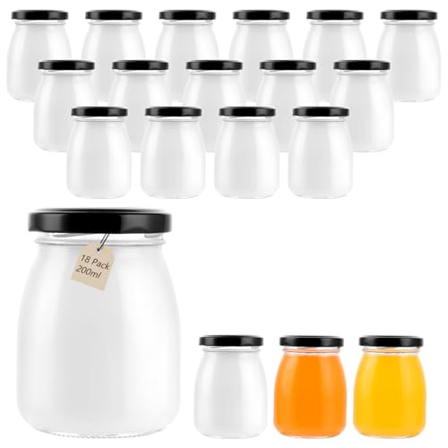 MUXHEL 18 Stück 200ml Joghurtgläser mit Schwarzen Deckel, Kleine Gläser Glasgefäß, Mini Pudding Joghurt Glasflaschen für Marmelade Honig Gelee Mousse Gewürz MUXHEL 18 Stück 200ml Joghurtgläser mit Schwarzen Deckel, Kleine Gläser Glasgefäß, Mini Pudding Joghurt Glasflaschen für Marmelade Honig Gelee Mousse Gewürz von MUXHEL