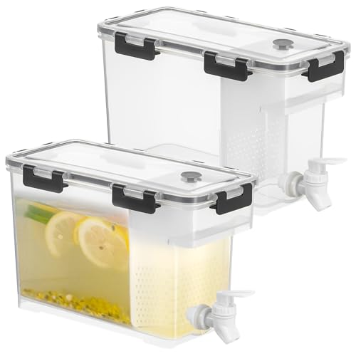 MUXHEL 2 Stück Kunststoff-Getränkespender mit Zapfhahn, 3,5L Getränke-Kühleimer mit Wasserhahn, Grau Limonadenspender mit Zapfhahn und Abnehmbarer Filterplatte für Limonade, Fruchtsaft, Früchtetee von MUXHEL
