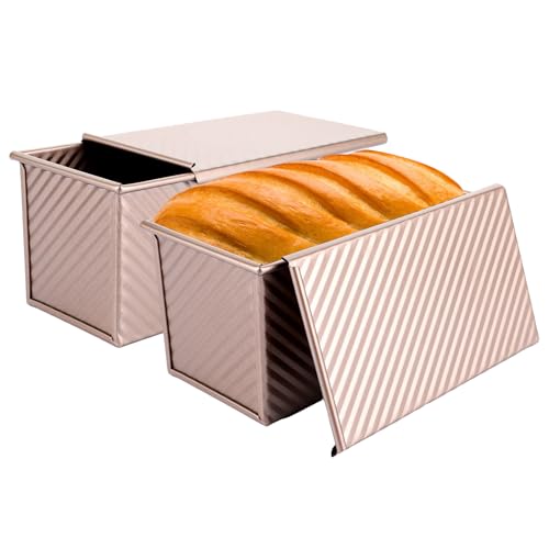 MUXHEL 2er-Set 450g Brotbackformen mit Deckel, 20 x 12 x 11cm Aluminium Toastbrot Backform, Antihaft Brotbackform Kastenform Toastbrotform für Brot Toast MUXHEL 2er-Set 450g Brotbackformen mit Deckel, 20 x 12 x 11cm Aluminium Toastbrot Backform, Antihaft Brotbackform Kastenform Toastbrotform für Brot Toast von MUXHEL