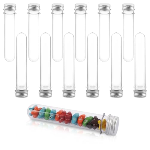 MUXHEL 35 Stück Reagenzgläser Kunststoff, 45ml Transparent Reagenzglas mit Schraubverschluss, reagenzgläser für Blumenvase Beads Süßigkeiten-140 x 25MM von MUXHEL