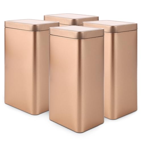 MUXHEL 4 Stück klassische eckige Teedose, 500g eckige Vorratsdose/Teedose, 18 x 9,5 x 7,5 cm, teedosen für losen tee, Teedose metall, aromadicht aus Metall, ideal als Kaffee- oder Gewürzdose MUXHEL 4 Stück klassische eckige Teedose, 500g eckige Vorratsdose/Teedose, 18 x 9,5 x 7,5 cm, teedosen für losen tee, Teedose metall, aromadicht aus Metall, ideal als Kaffee- oder Gewürzdose von MUXHEL