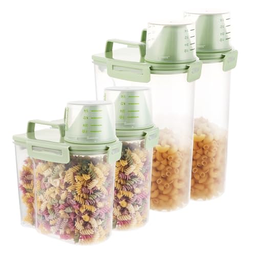 MUXHEL 4er-Pack Hundefutter Aufbewahrung, 1.7L & 3L hundefutter box, Futtertonne Hund mit Messbecher, futterbehälter, tierfutterbehälter, aufbewahrungsbox hundefutter, futterbox von MUXHEL