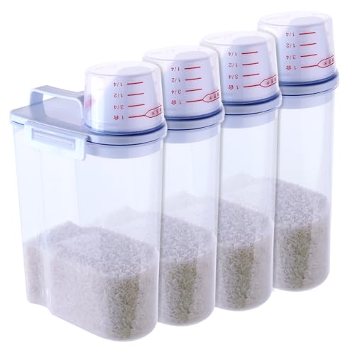MUXHEL 4er-Pack Hundefutter Aufbewahrung, 2L hundefutter box, Futtertonne Hund mit Messbecher, futterbehälter, tierfutterbehälter, aufbewahrungsbox hundefutter, futterbox von MUXHEL