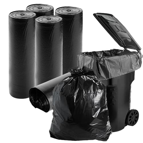 MUXHEL 50 Stück 150 Liter Müllbeutel, 110 x 130cm Schwerlast-Müllsäcke, Müllsäcke 150L, Mülltüte, Müllsäcke Abfallsack Extra Stark, Müllsack Mülltüte Abfallsäcke, für Den Hausmüll Büro - Schwarz von MUXHEL