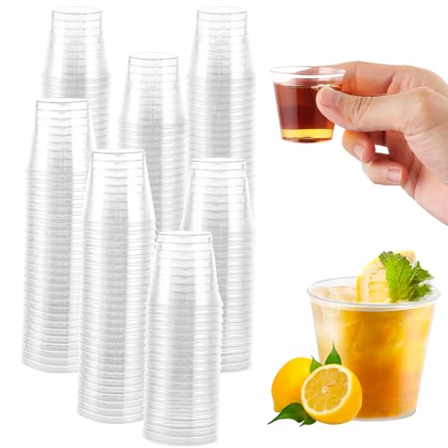 MUXHEL 500 Stück Schnapsgläser Plastik, 3cl/30ml Shotgläser, Schnapsbecher, Plastik Pinnchen, Wiederverwendbar Plastikbecher, Shot Becher aus PS Material, Party Zubehör - Stabil & Mehrweg von MUXHEL