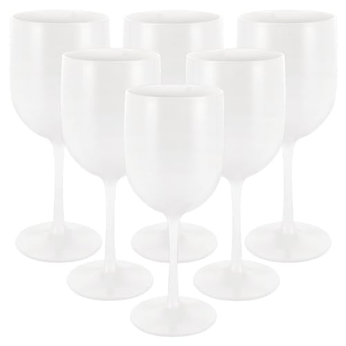 MUXHEL 6 Stück 500ML Weiß Weingläser Plastik, Sektgläser Kunststoff, Champagner Gläser, Weingläser Personalisiert von MUXHEL